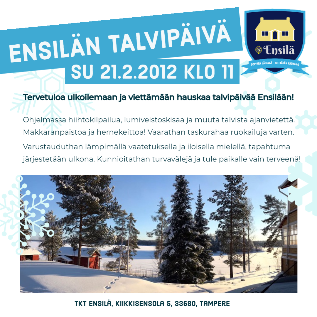 Tervetuloa Talviseen Ensilään! Pilkkikisat Ja Talvipäivä La-su 20-21.2. ...